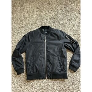 Abercrombie & Fitch Bomber Jacket Medium Quilted Lined Military Blue Chore